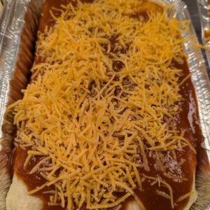 Shredded chicken and bean burritos - Serves 2